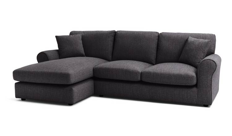 Argos Home Lisbon Fabric Left Hand Corner Sofa- Charcoal