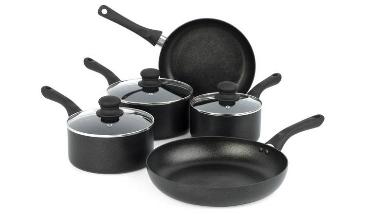 Tefal Essential 5 Piece Non Stick Aluminium Pan Set Black