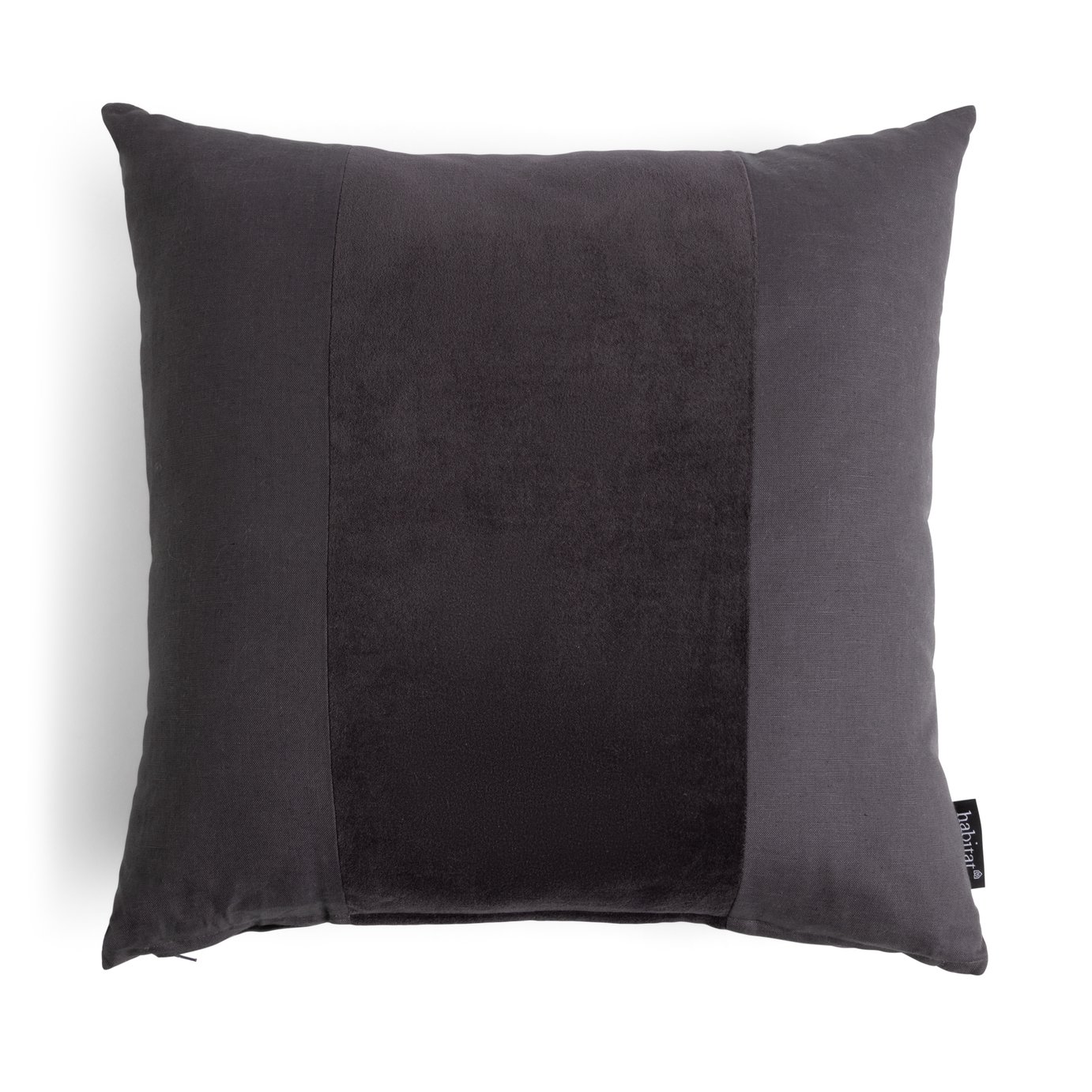 Habitat Velvet Panel Cushion - Grey & Black - 50x50cm