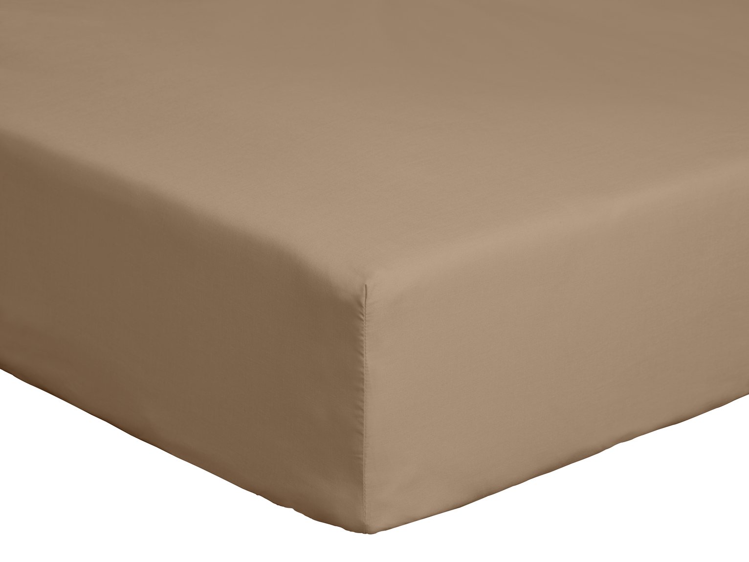 Habitat Cotton Rich 180 TC Taupe Fitted Sheet - King size