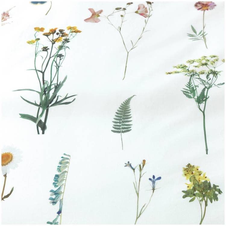 Habitat Cotton Dried Flowers White Bedding Set - Single 0