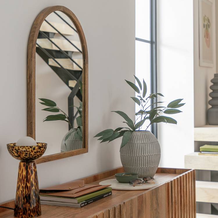 Habitat Mango Wood Arch Wall Mirror - 70x50cm 0