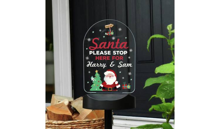 Personalised Message Santa Stop Here Solar Christmas Light