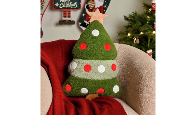 The Seasonal Gift Co Christmas Tree Shaped Cushion