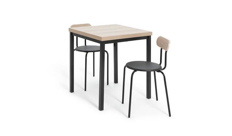 Habitat Zayn Wood Effect Dining Table & 2 Black Chairs