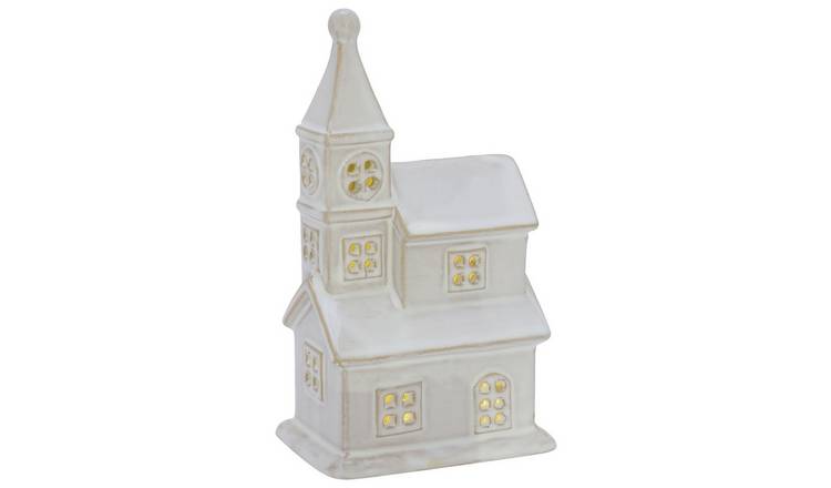 The Seasonal Gift Co LED Ceramic Church Christmas Decoration