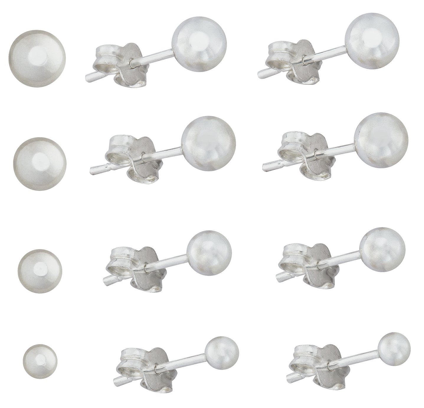 Revere Sterling Silver Ball Stud Earrings - Set of 4