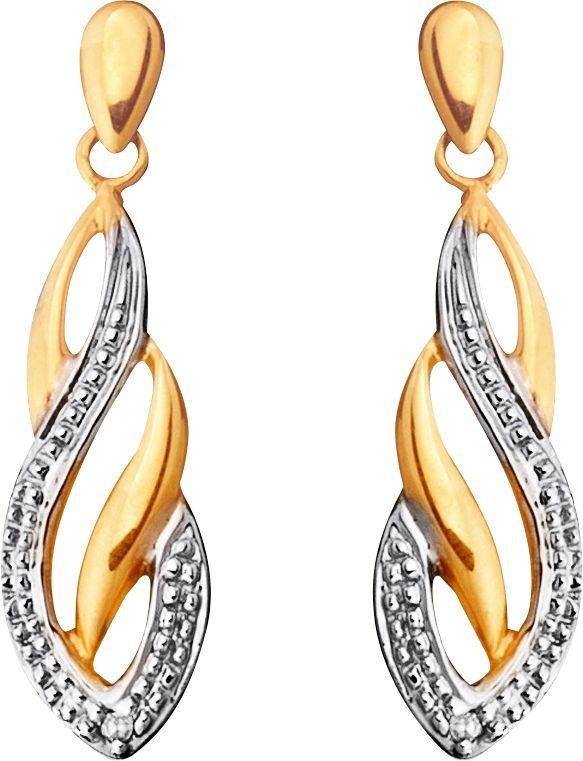 Revere 9ct Gold Diamond Accent Flame Drop Earrings