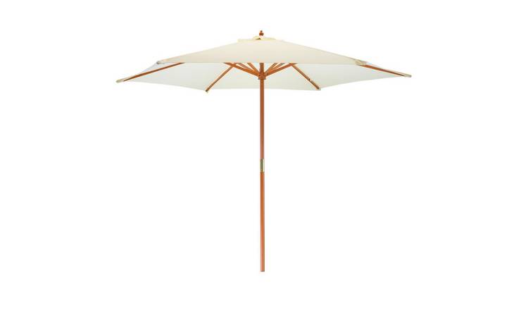 Harbour Housewares Wooden Garden Parasol - 2.7m - Natural