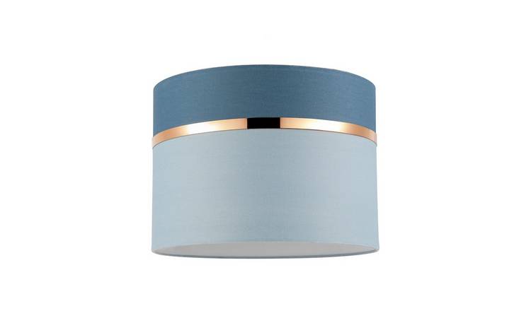 Happy Homewares Sky and Cobalt Blue Cotton Fabric with Shiny Lampshade - 25cm