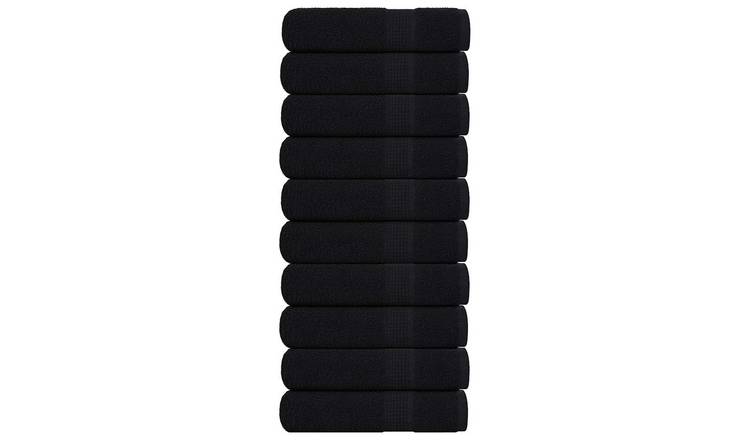 Walplus Pack of 10 Shower Towels - Black - 70 x 140 cm