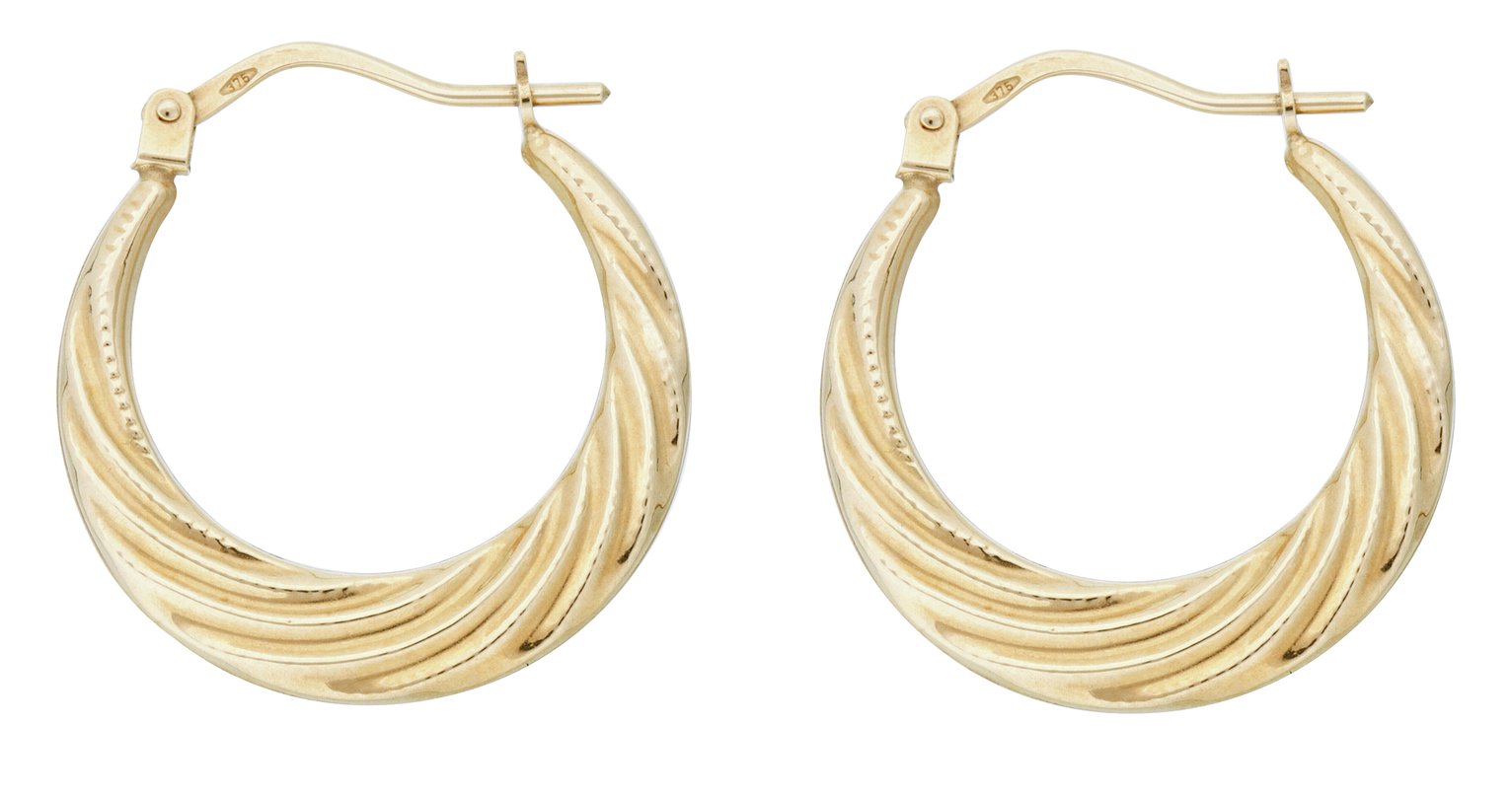 Revere 9ct Gold Swirl Effect Creole Hoop Earrings Review