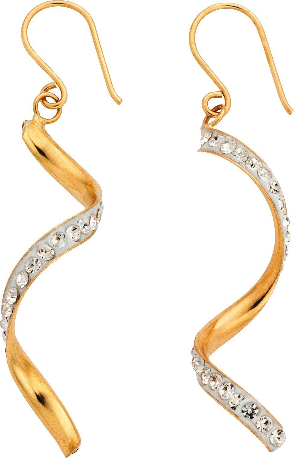 Revere 9ct Yellow Gold Crystal Twist Drop Earrings