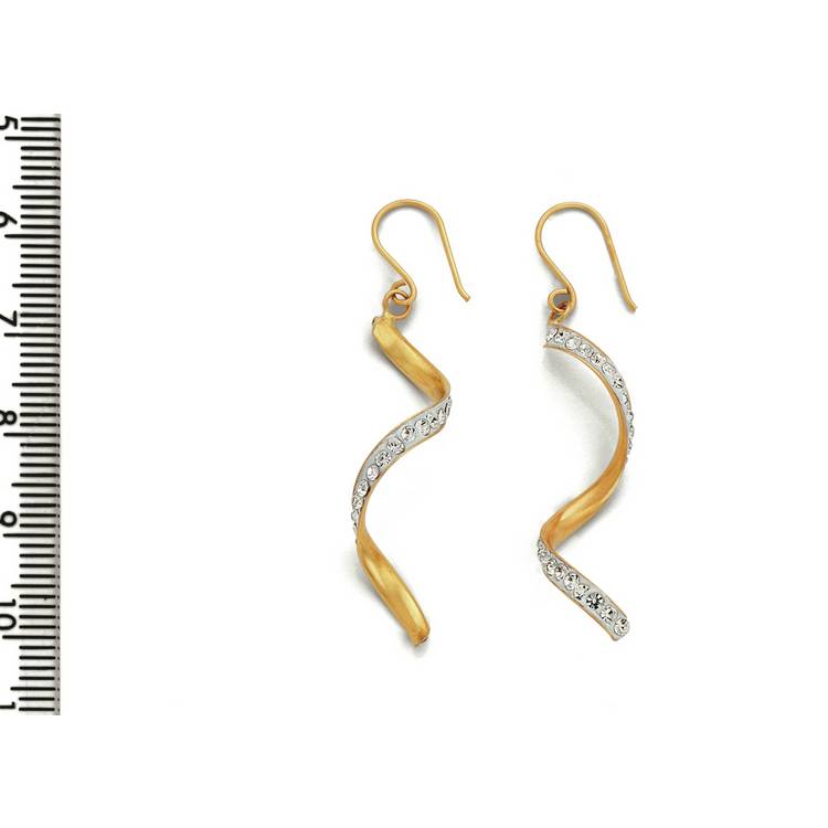 Revere 9ct Yellow Gold Crystal Twist Drop Earrings 0