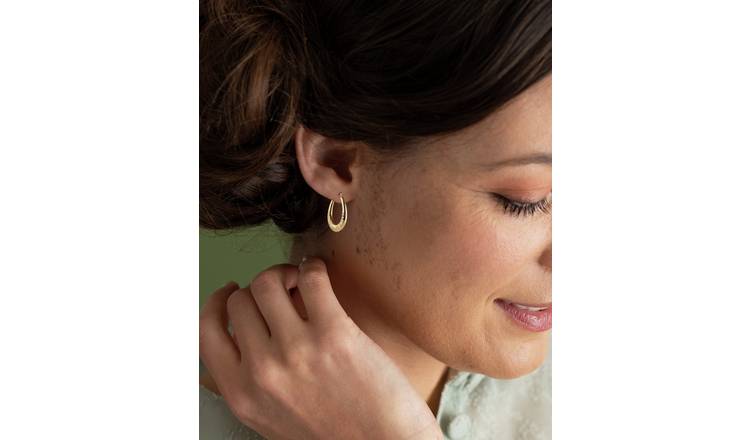 Revere 9ct Gold Oval Creole Hoop Earrings