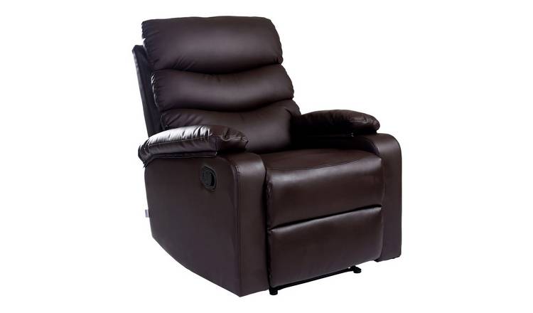 Furniture Online Ashby Bonded Leather Manual Recliner Chair – Brown