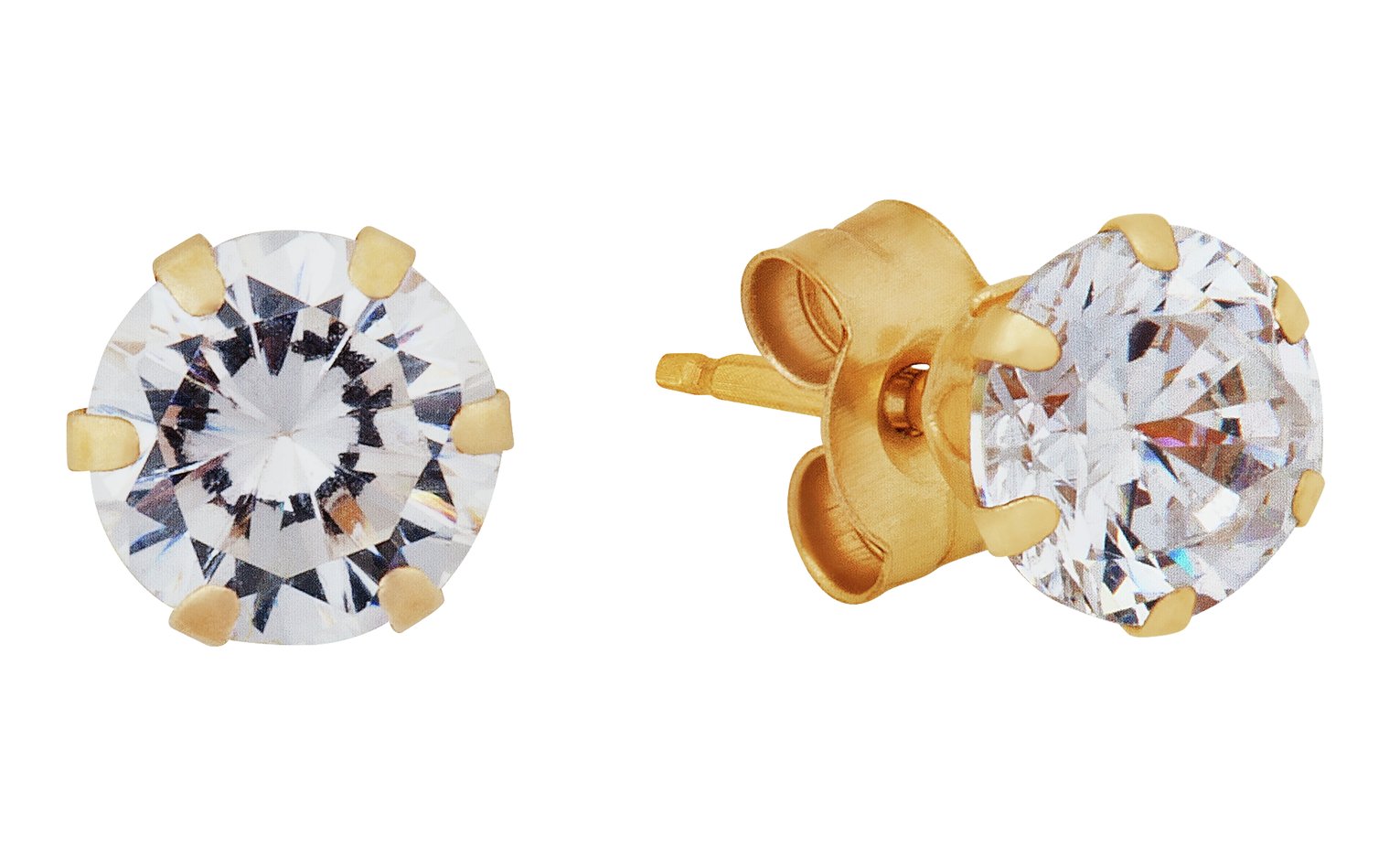 Revere 9ct Yellow Gold Cubic Zirconia 4mm Stud Earrings