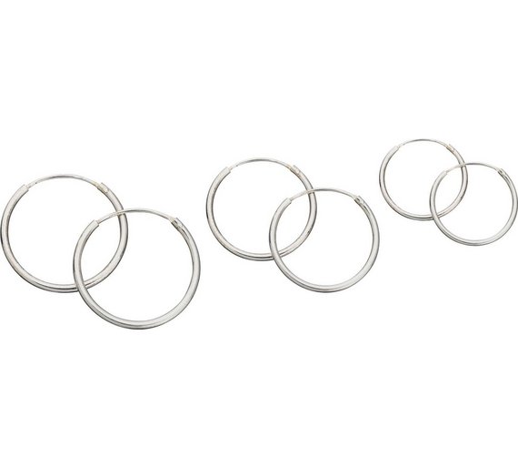 Buy Revere Sterling Silver Hoop Earrings - Set of 3 at Argos.co.uk ...