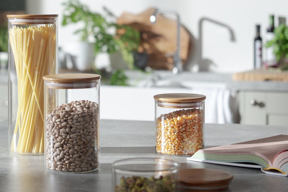 Kitchen storage food containers.