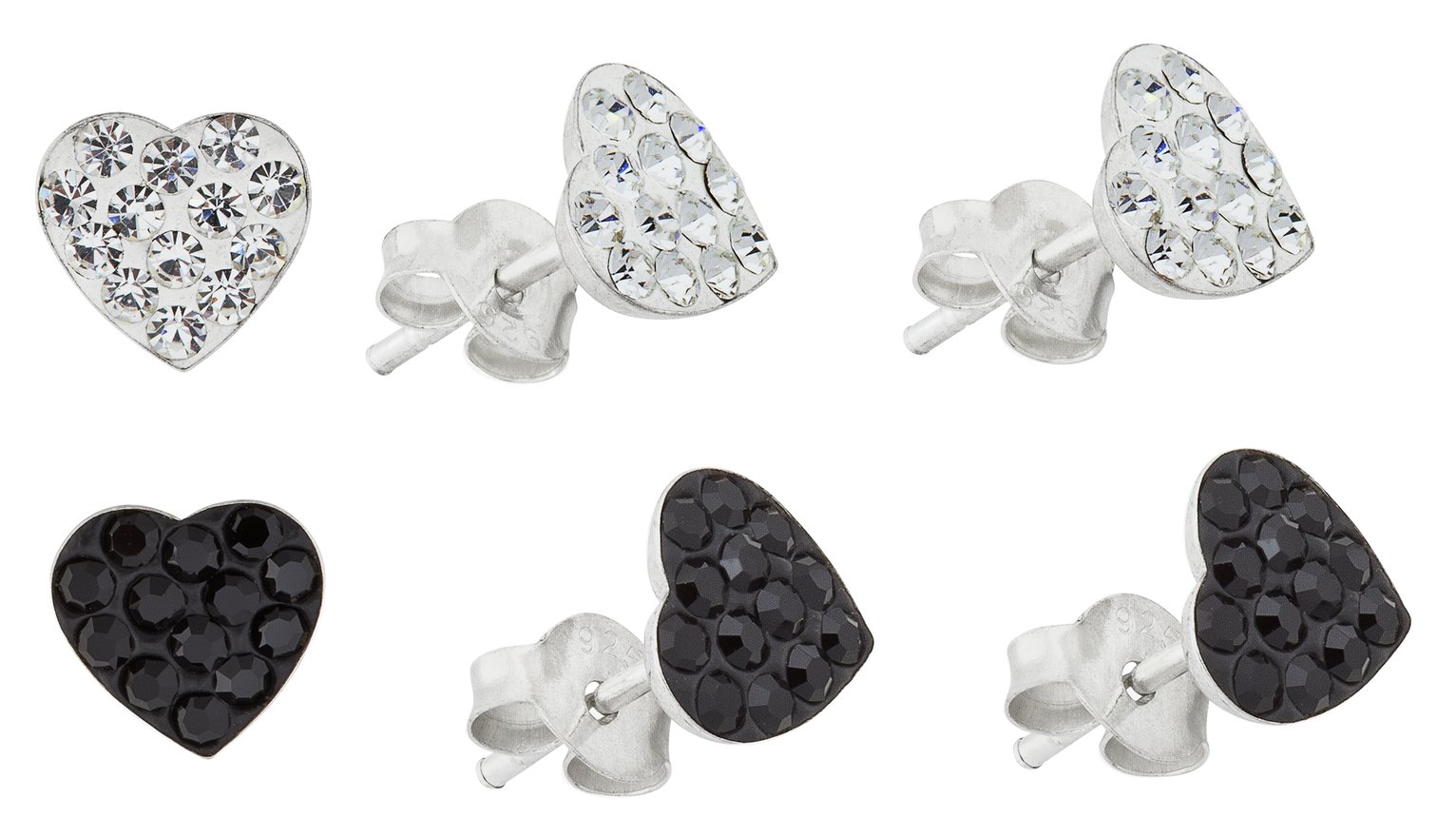 Revere Sterling Silver Black & White Crystal Earrings - 2