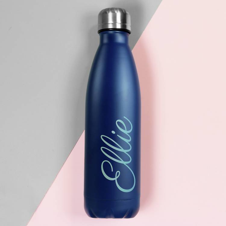 Personalised Message Blue Insulated Water Bottle - 500ml 0