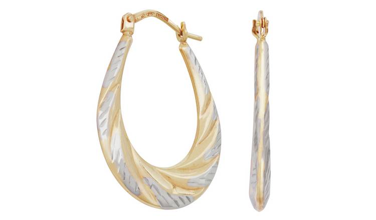 Revere 9ct Gold Diamond Cut Creole Hoop Earrings