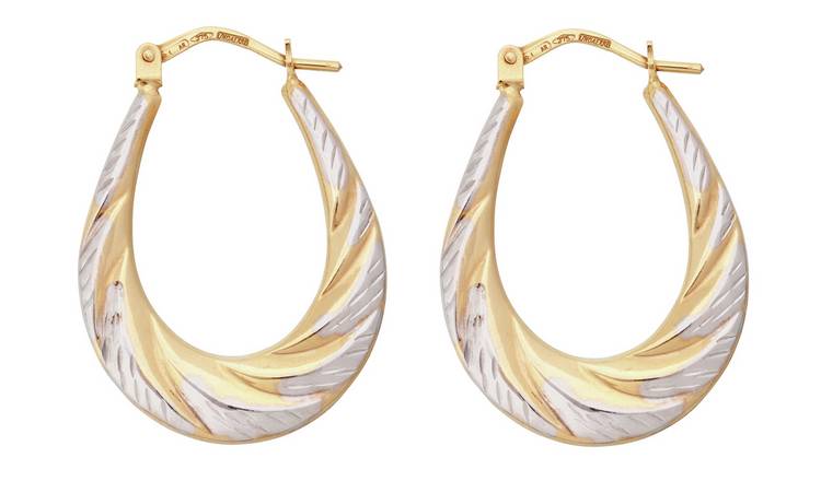 Golden Hoop Earrings with Diamond Lantern Pendant
