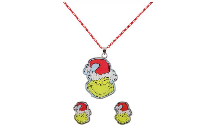 Disney Grinch Necklace and Earring Set 