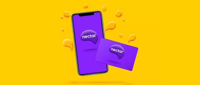 Purple Nectar car and app on mobile phone with yellow background.