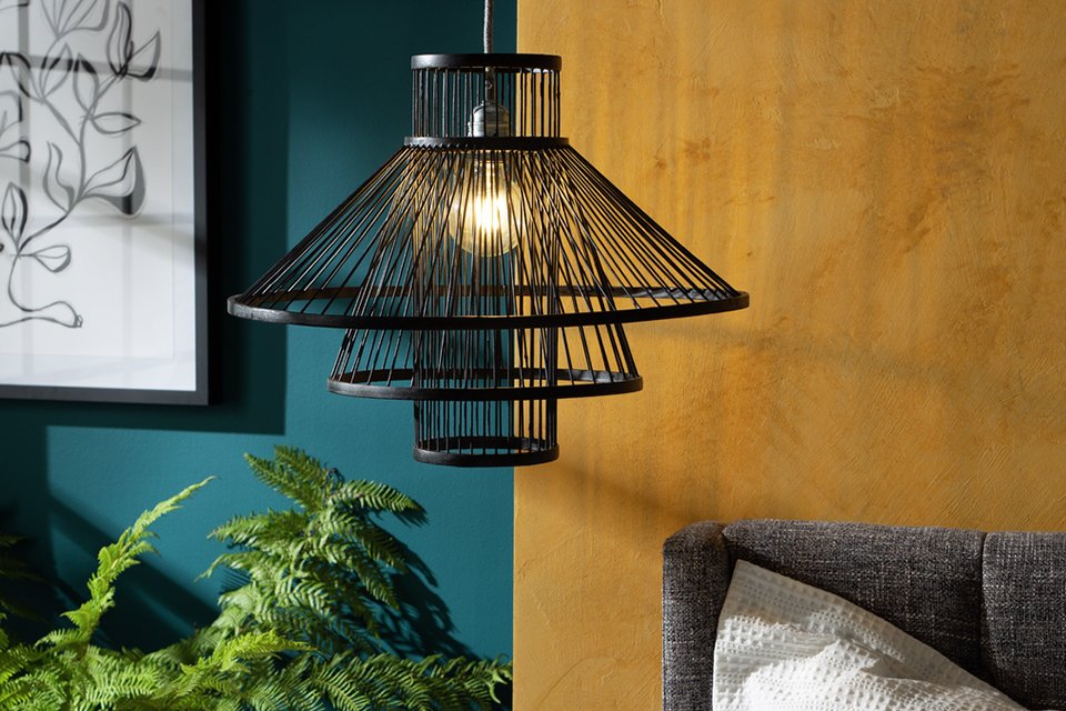 Habitat wood 3 tier pendant shade in black.