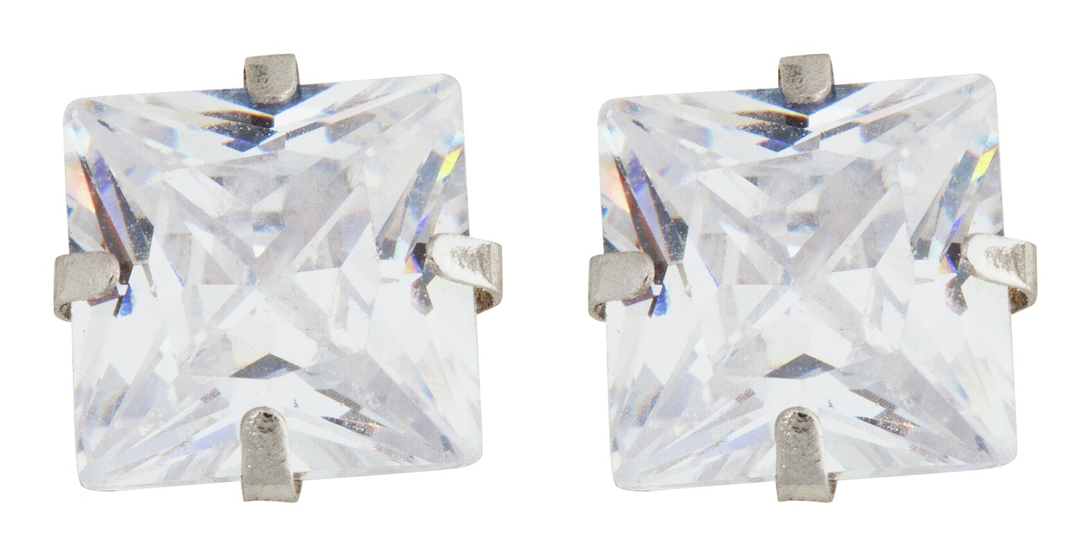 Revere 9ct White Gold Square CZ 6mm Stud Earrings Review