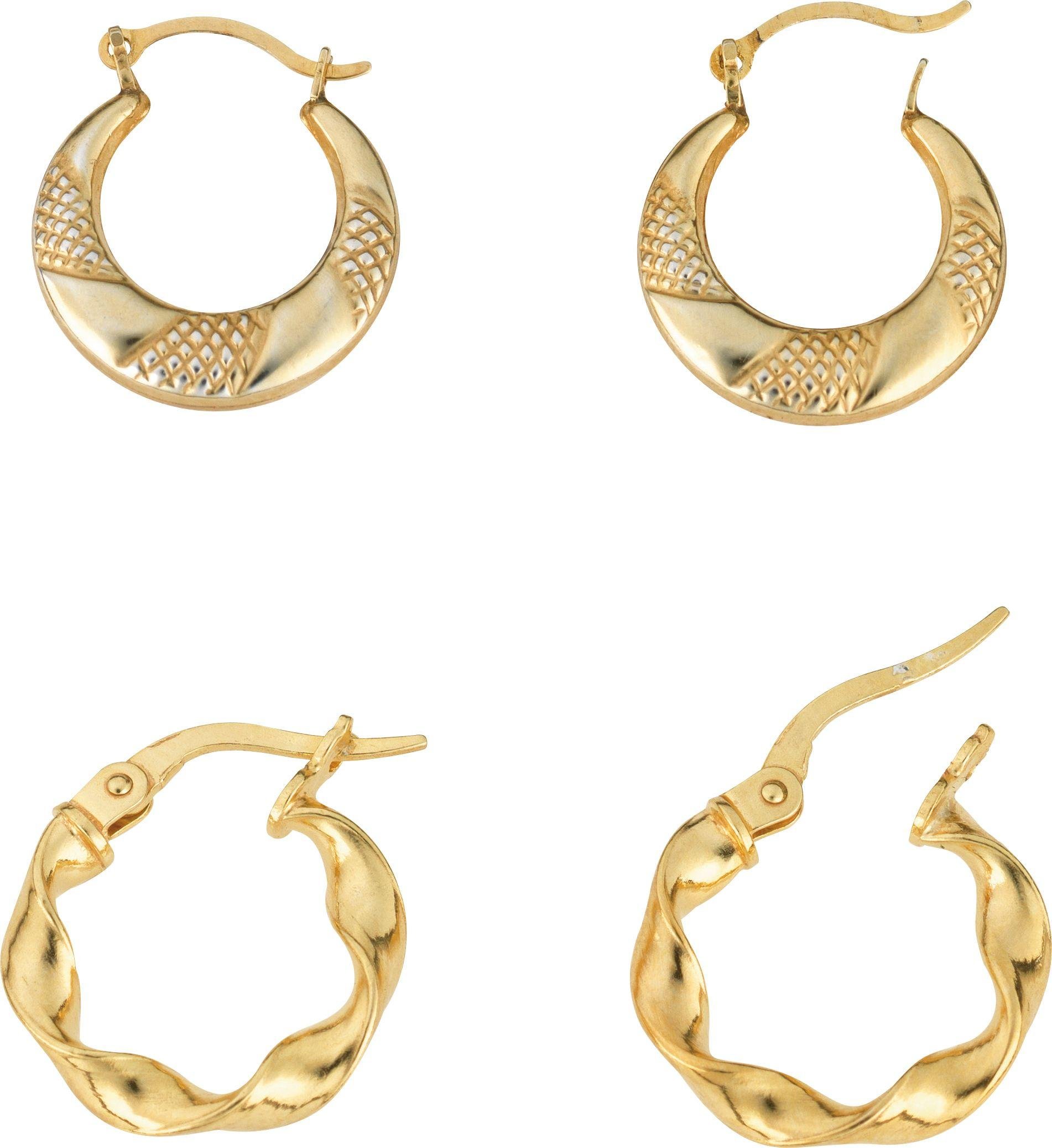 Revere 9ct Gold Plated Silver Set of 2 Creole Hoop Earrings