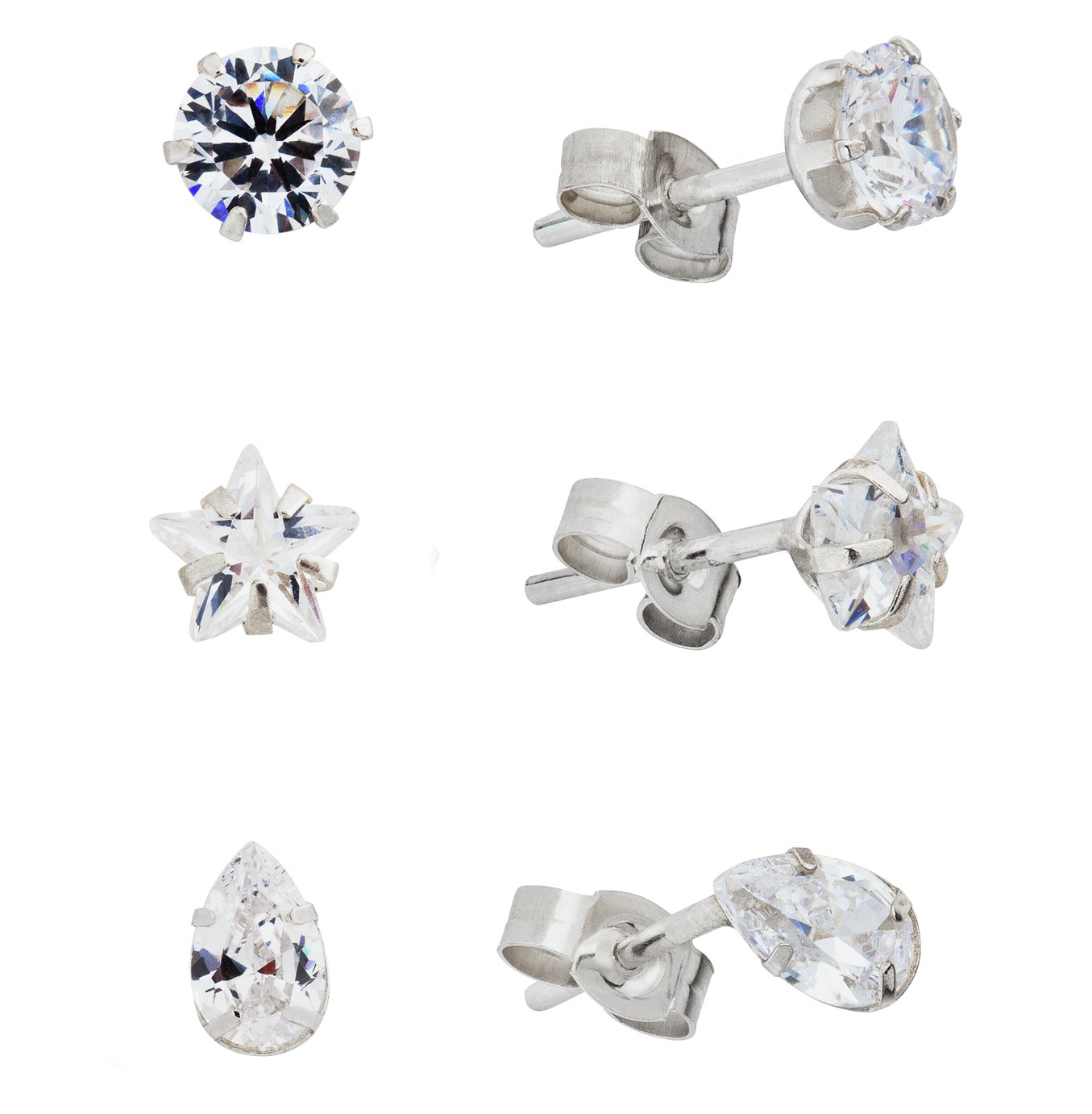 Revere Sterling Silver Stud Earrings Set of 3 Pairs