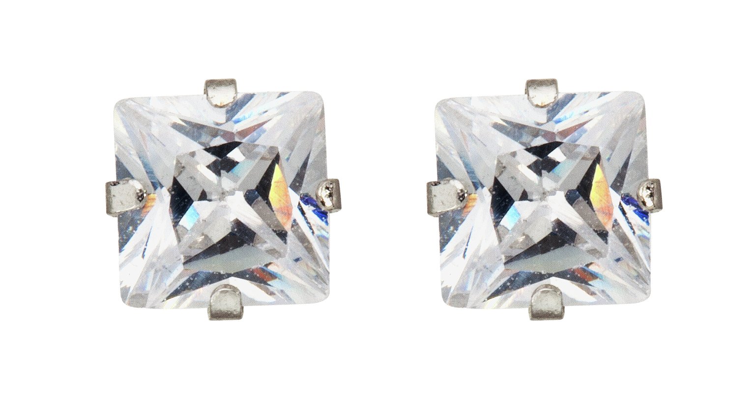 Revere 9ct White Gold Square CZ 4mm Stud Earrings Review