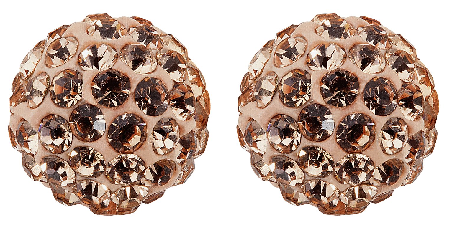 Revere 9ct Gold Crystal Champagne Glitter Ball Stud Earrings Review