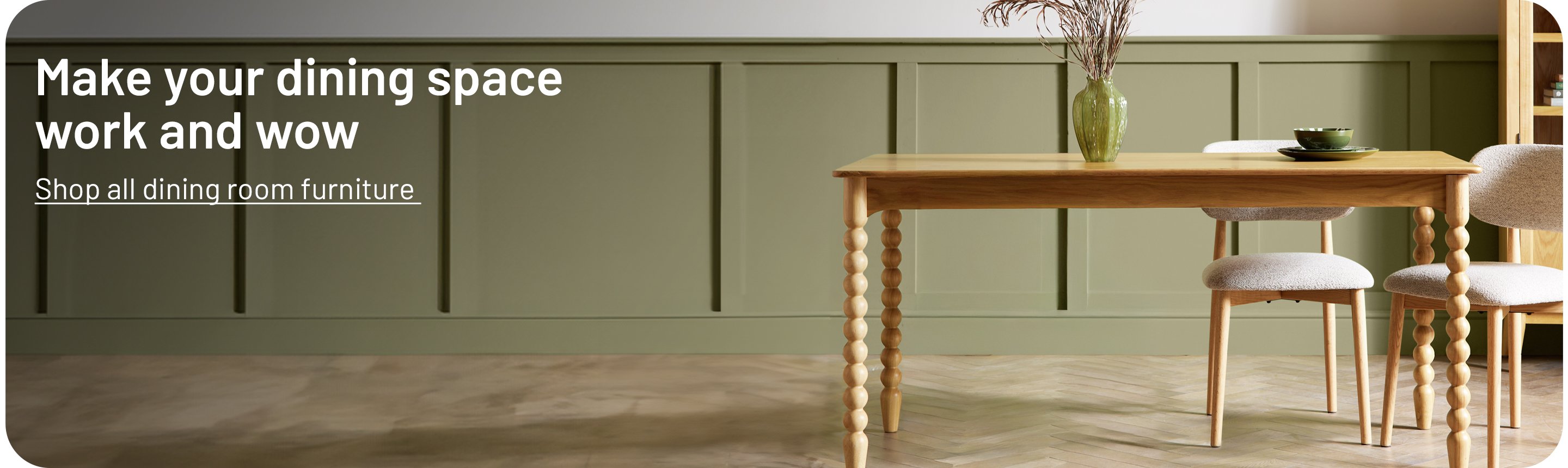 Habitat Blaire Bobbin Wood Veneer Dining Table in oak finish.
