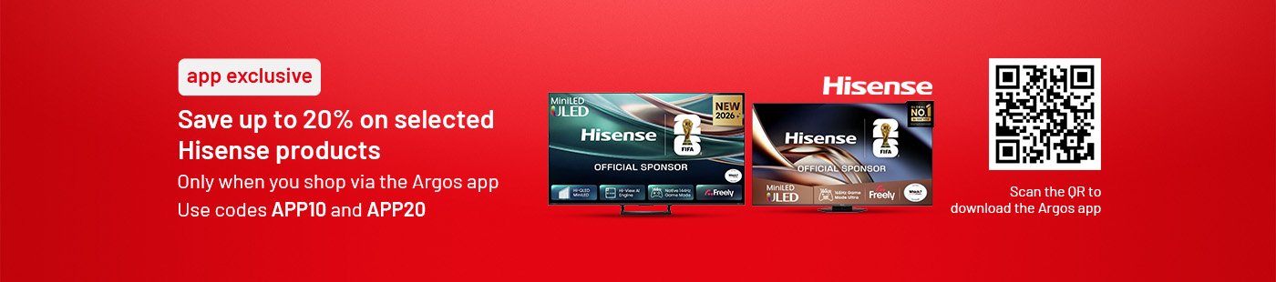 Save up to 20% on selected Hisense TVs with codes APP10 and APP20. Scan the QR code to download the app.
