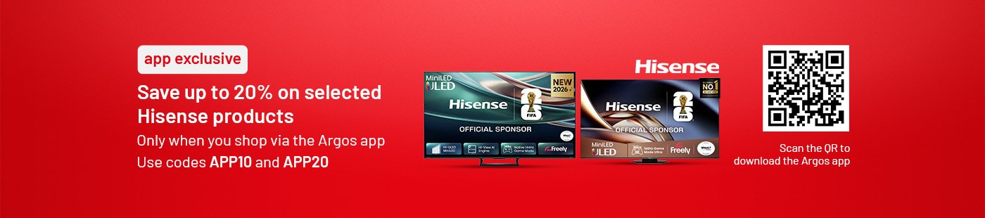 Save up to 20% on selected Hisense TVs with codes APP10 and APP20. download the app.