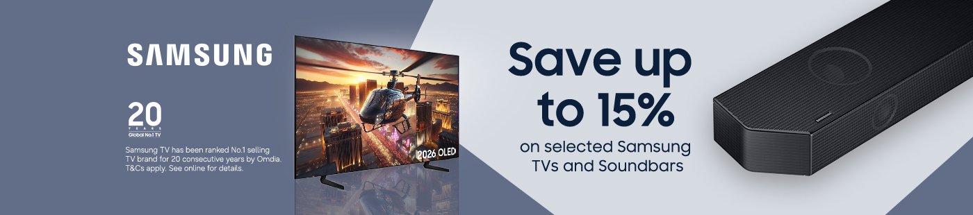 Samsung. Save up to 15% on selected samsung TVs and soundbars.