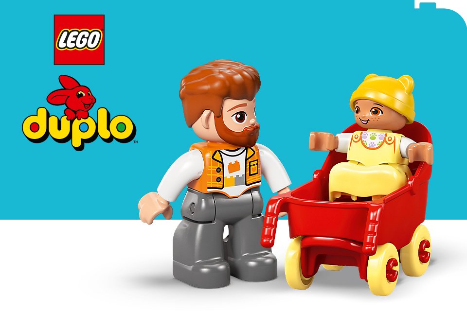 LEGO® DUPLO minifigures on a light blue and white background with the LEGO® and DUPLO logos.
