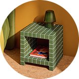 Habitat Geo bedside table in green colour.