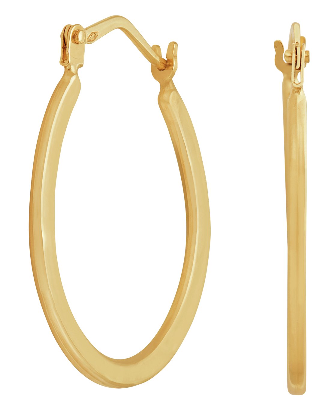 Revere 9ct Yellow Gold Plain Oval Creole Hoop Earrings