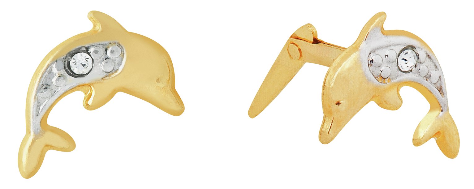 Andralok 9ct Yellow Gold Dolphin CZ Stud Earrings Review