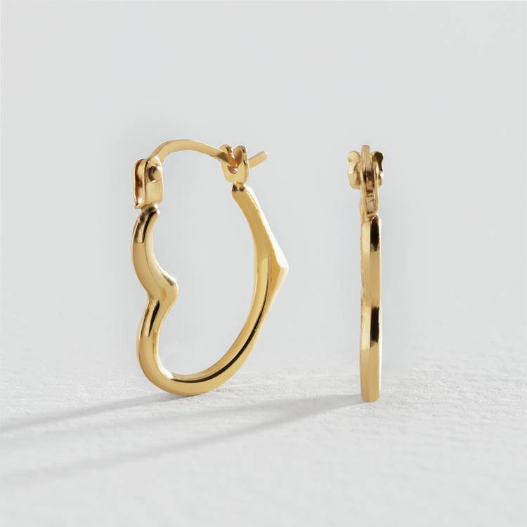 Revere 9ct Yellow Gold Heart Creole Hoop Earrings 0