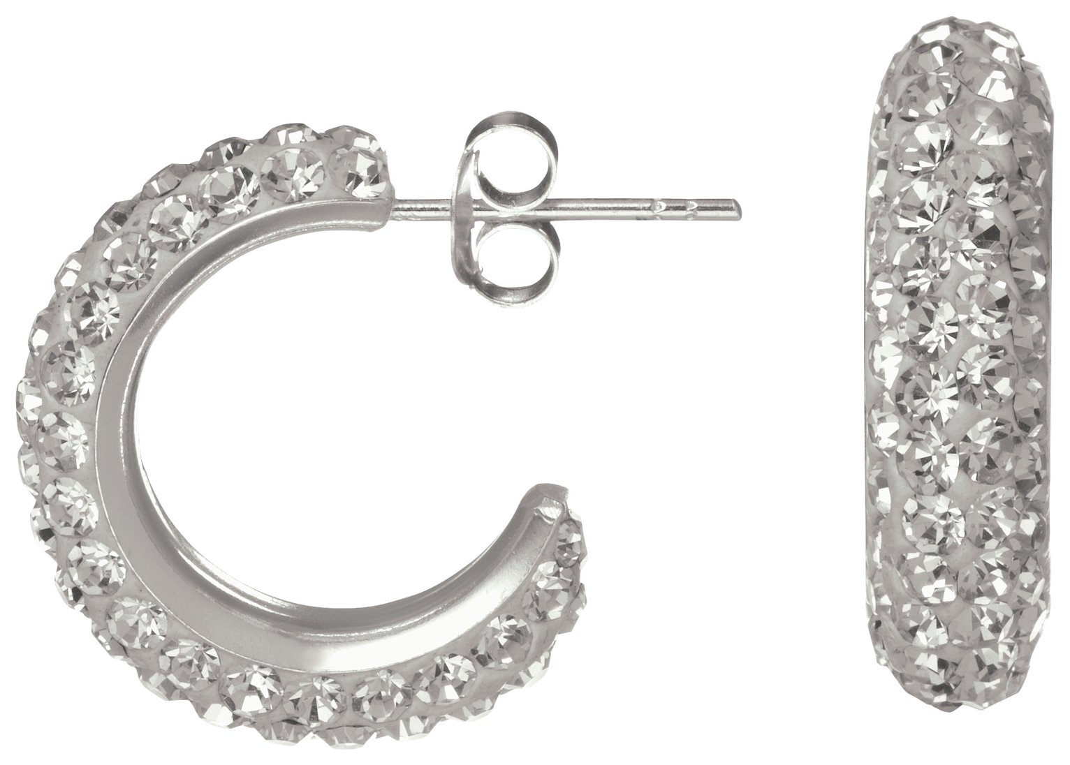 Revere Sterling Silver Crystal Half Hoop Earrings