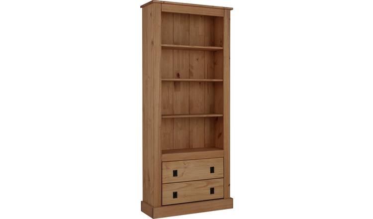 Argos Home Solid Pine 2 Drawer Tall  Bookcase