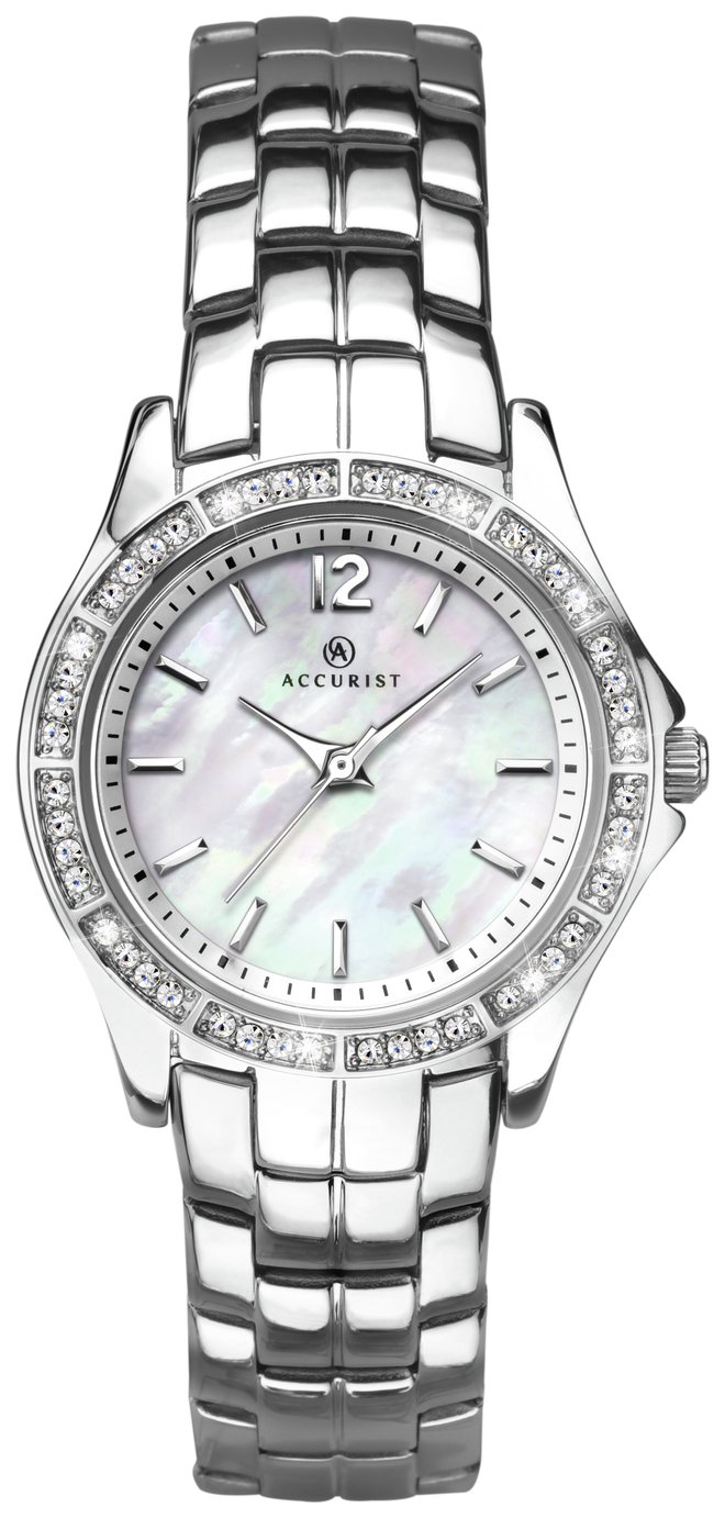 Accurist Ladies Stone Set Stainless Steel Bracelet Watch