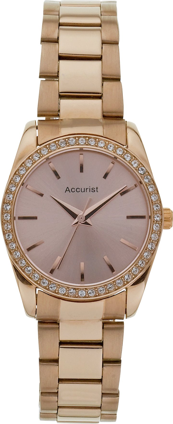 Accurist Ladies Stone-Set Rose Gold Plated Bracelet - Watch