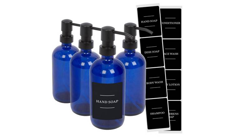 Harbour Housewares Soap Dispensers with Labels - Set of 4