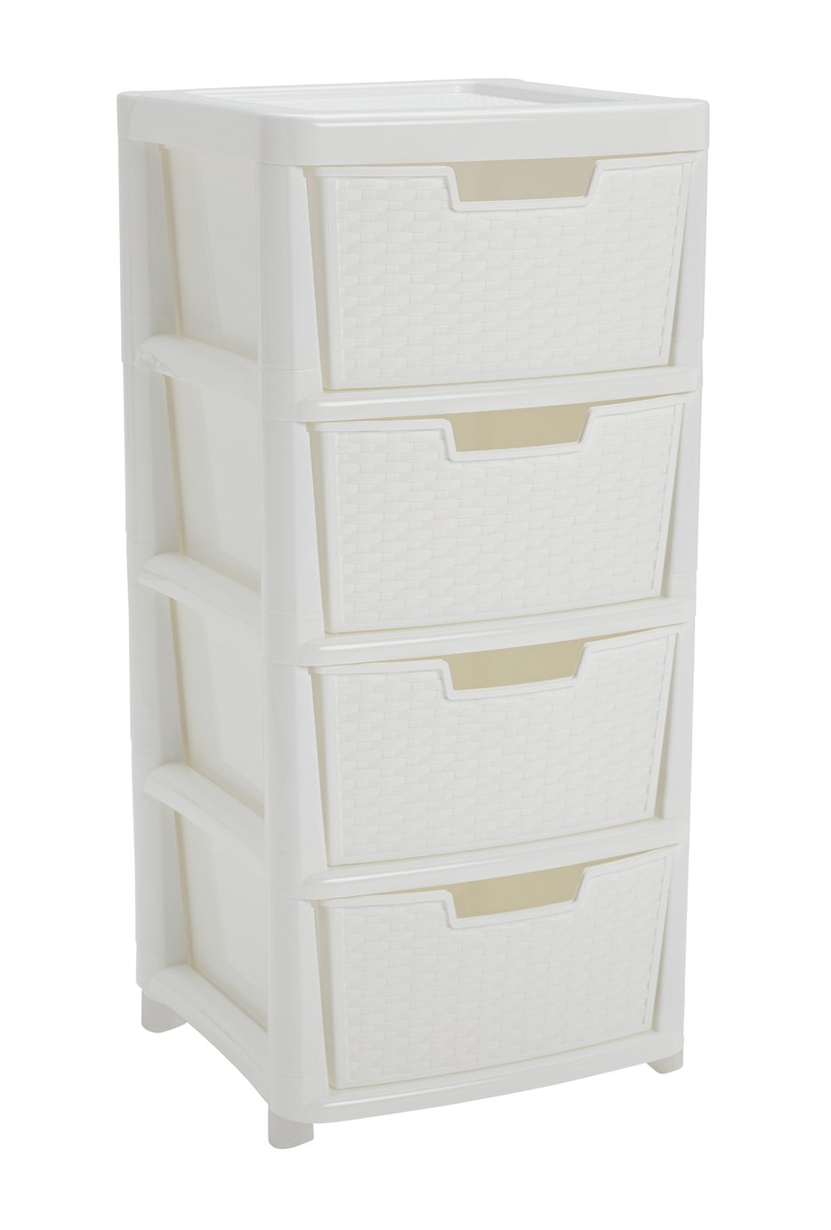 Argos Home Rattan 4 Drawer Large Storage Tower - White